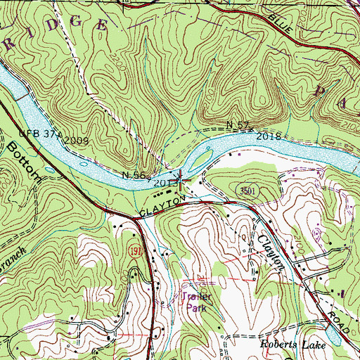 Topographic Map of Clayton Creek, NC