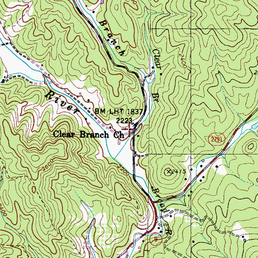 Topographic Map of Clear Branch Church, NC