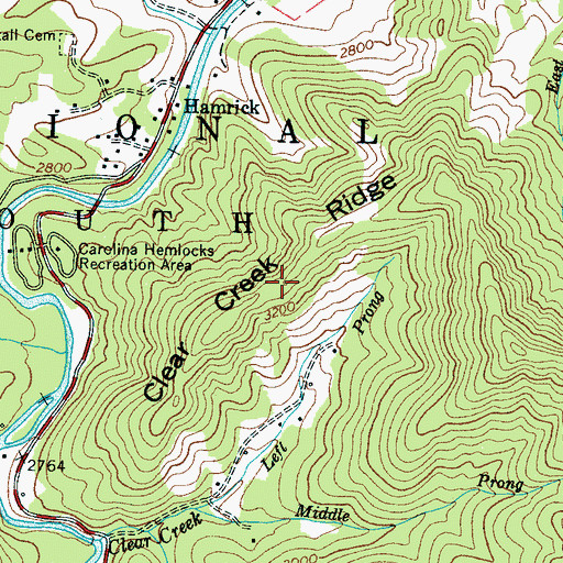 Topographic Map of Clear Creek Ridge, NC