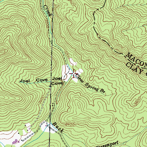Topographic Map of Clear Spring Branch, NC