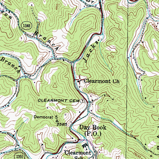 Topographic Map of Clearmont Church, NC