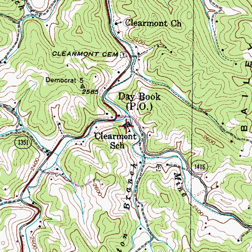 Topographic Map of Clearmont School, NC