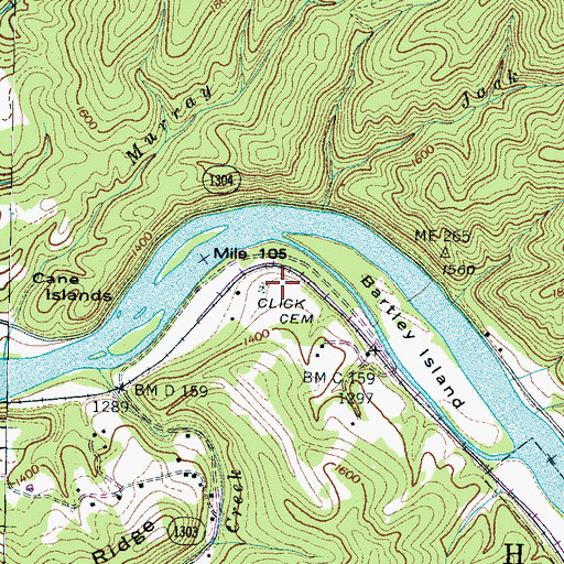 Topographic Map of Click Cemetery, NC