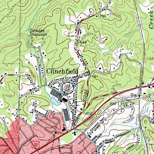 Topographic Map of Clinchfield, NC