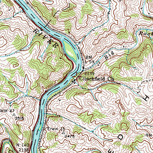 Topographic Map of Clinchfield Church, NC