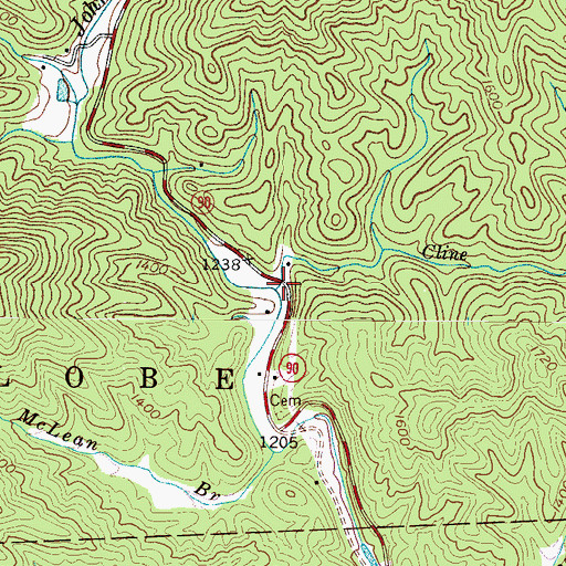 Topographic Map of Cline Creek, NC
