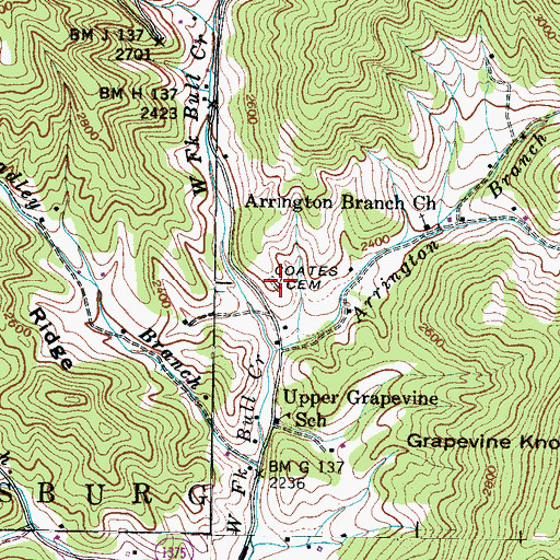 Topographic Map of Coates Cemetery, NC