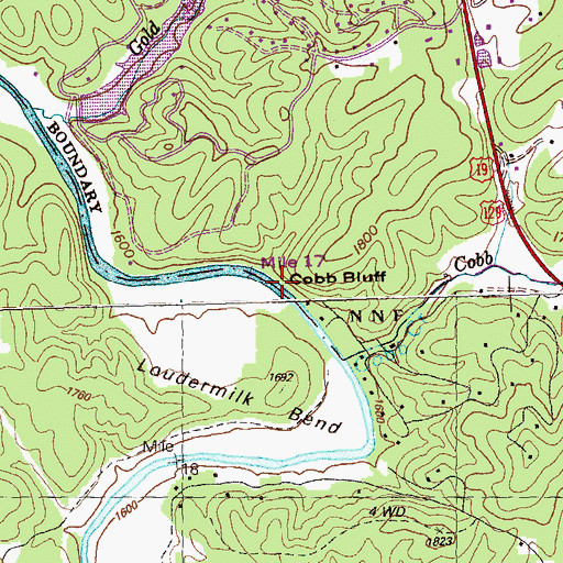 Topographic Map of Cobb Bluff, NC
