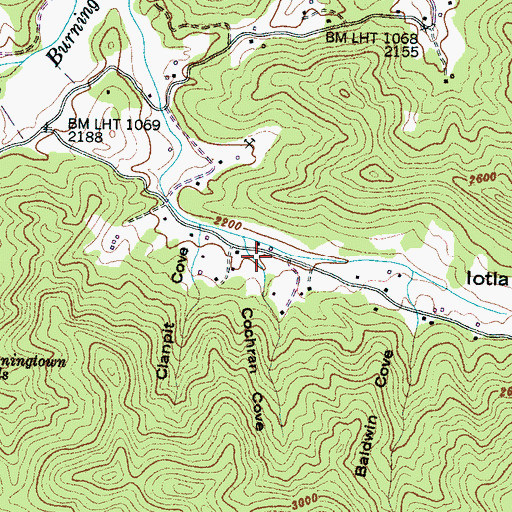 Topographic Map of Cochran Cove, NC