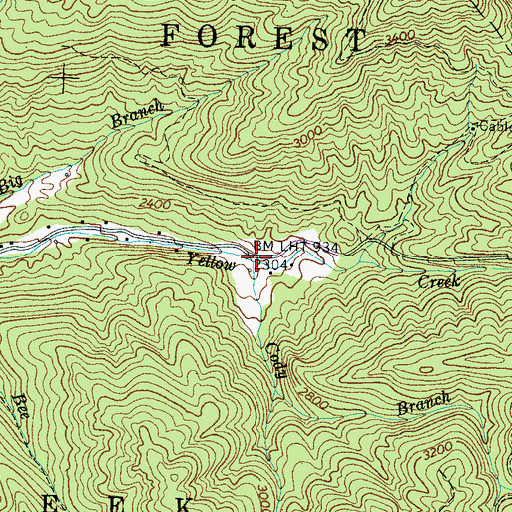 Topographic Map of Cody Branch, NC