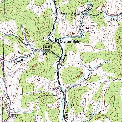 Topographic Map of Cody Branch, NC