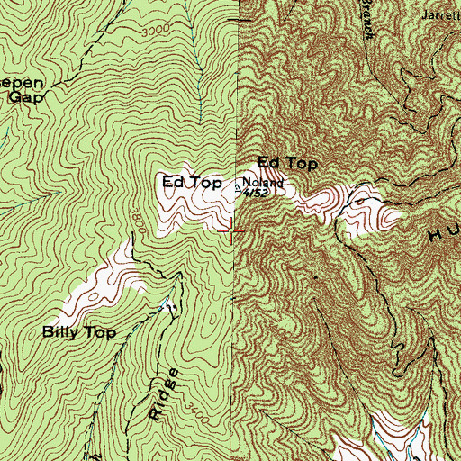 Topographic Map of Coffee Ridge, NC