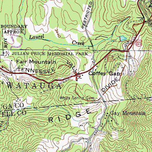 Topographic Map of Coffey Gap, NC