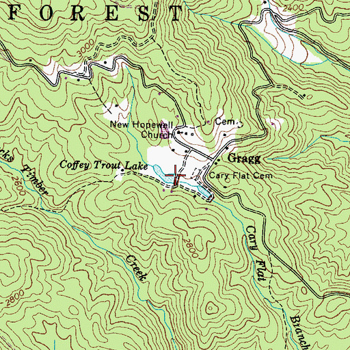 Topographic Map of Coffey Trout Lake, NC