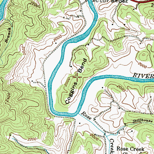 Topographic Map of Coggins Bend, NC