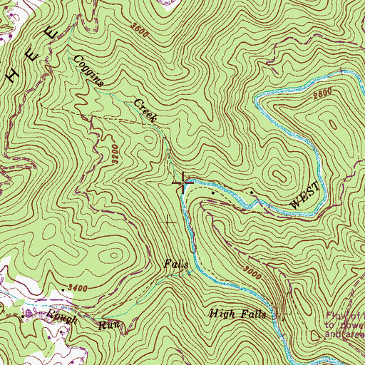 Topographic Map of Coggins Creek, NC