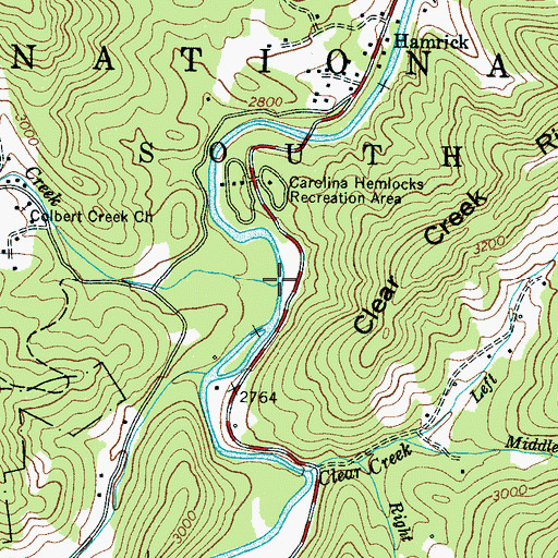 Topographic Map of Colbert Creek, NC