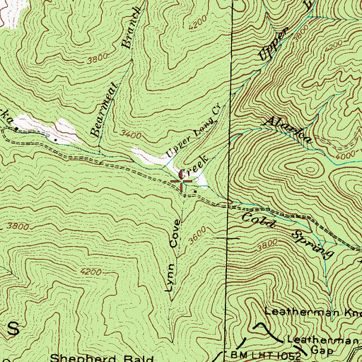 Topographic Map of Cold Spring Branch, NC