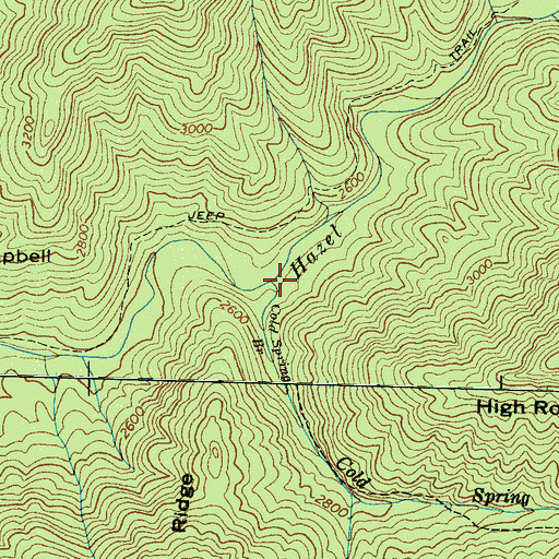 Topographic Map of Cold Spring Branch, NC