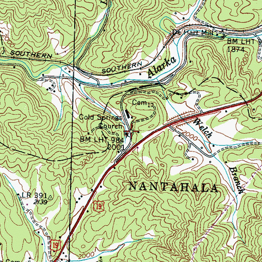 Topographic Map of Cold Springs Church, NC