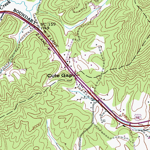 Topographic Map of Cole Gap, NC