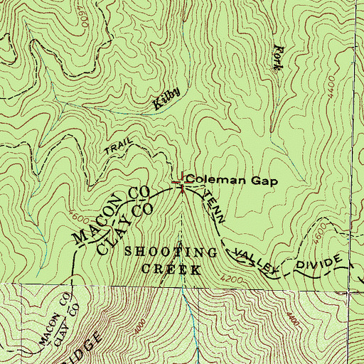 Topographic Map of Coleman Gap, NC