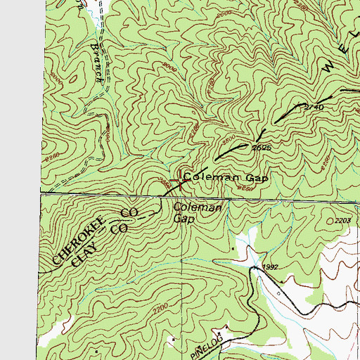 Topographic Map of Coleman Gap, NC