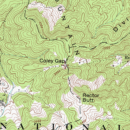Topographic Map of Coley Gap, NC
