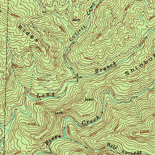 Topographic Map of Collett Camp Branch, NC
