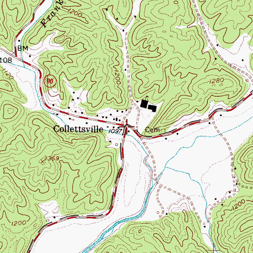 Topographic Map of Collettsville, NC