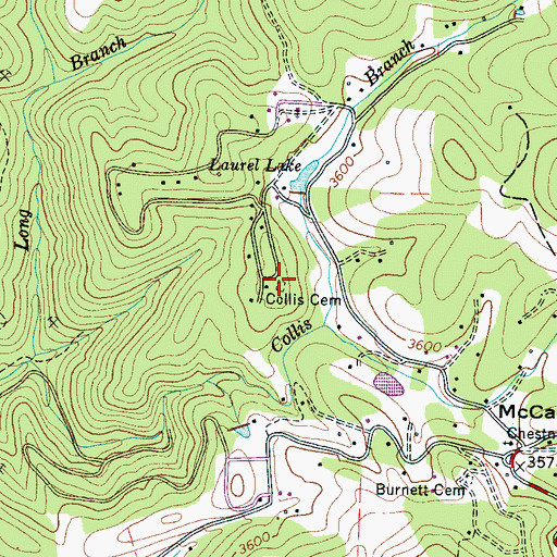 Topographic Map of Collis Cemetery, NC
