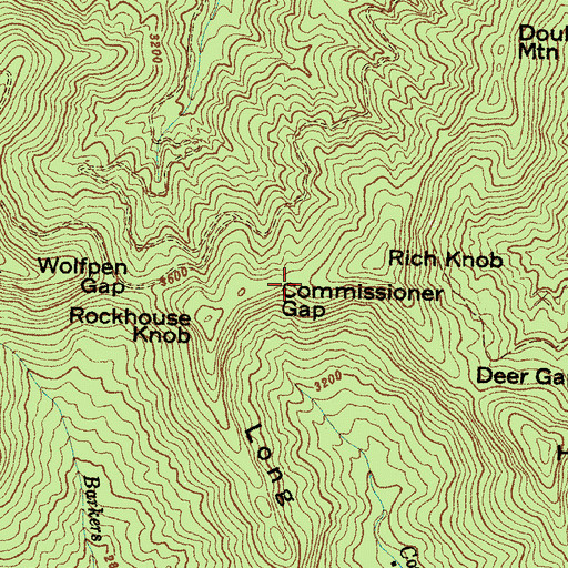 Topographic Map of Commissioner Gap, NC