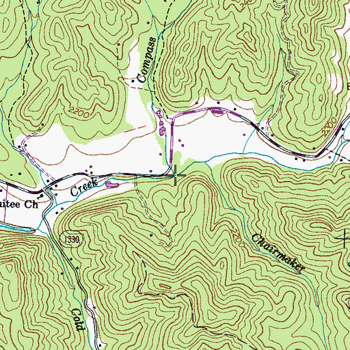Topographic Map of Compass Creek, NC