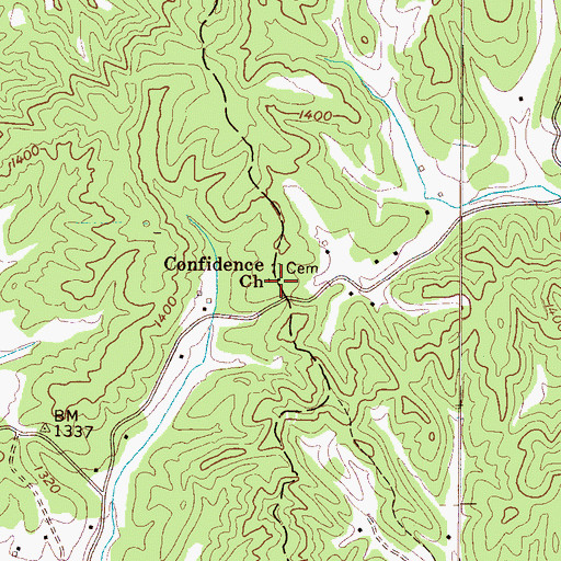 Topographic Map of Confidence Church, NC