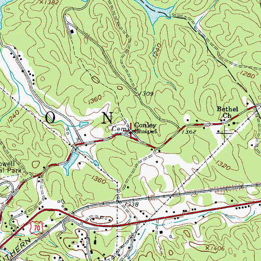 Topographic Map of Conley Chapel, NC