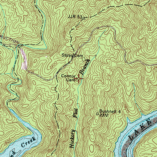 Topographic Map of Connor - Hickory Flats Cemetery, NC