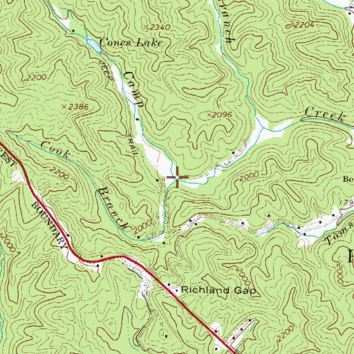 Topographic Map of Cook Branch, NC