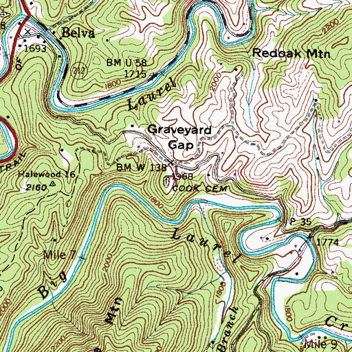 Topographic Map of Cook Cemetery, NC