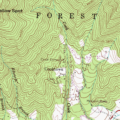 Topographic Map of Cook Cemetery, NC