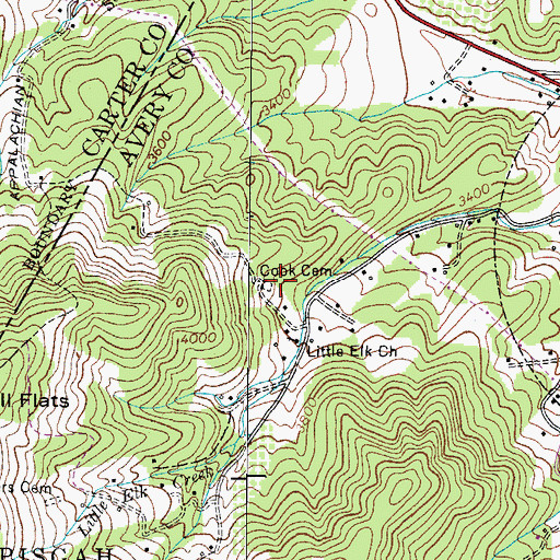 Topographic Map of Cook Cemetery, NC