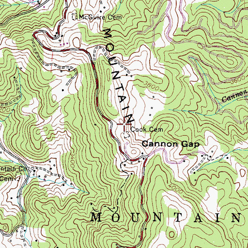 Topographic Map of Cook Cemetery, NC