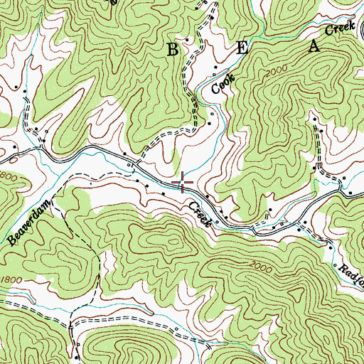 Topographic Map of Cook Creek, NC