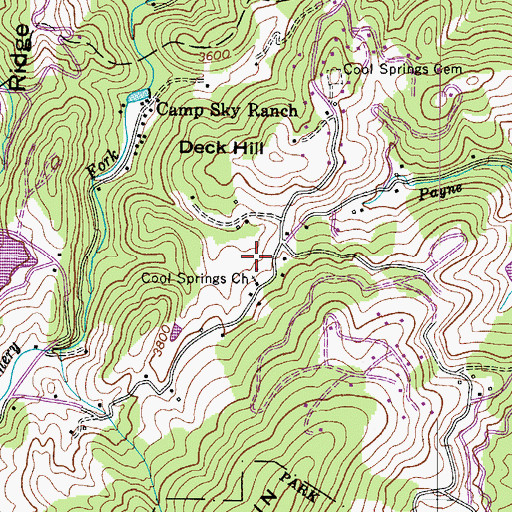 Topographic Map of Cool Springs Baptist Church, NC