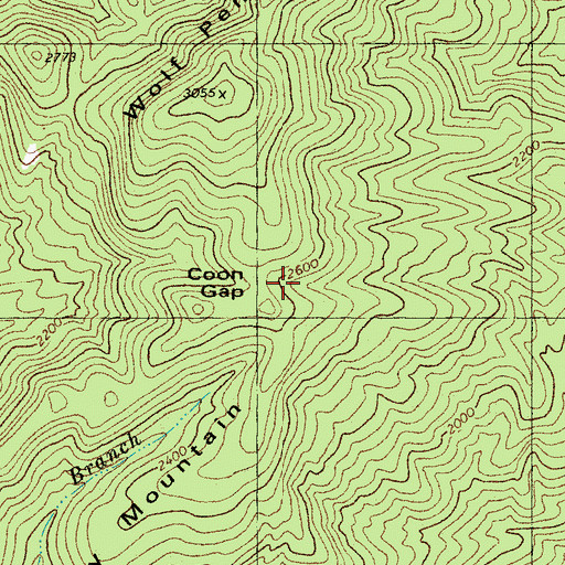 Topographic Map of Coon Gap, NC