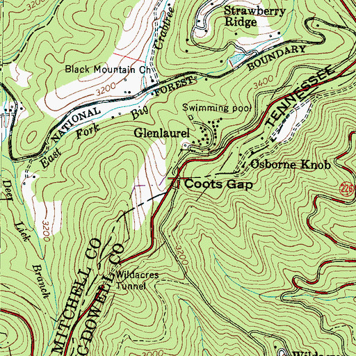 Topographic Map of Gooch Gap, NC
