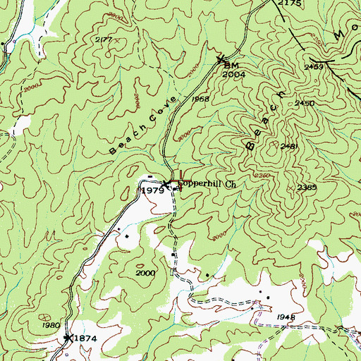 Topographic Map of Copperhill Church, NC
