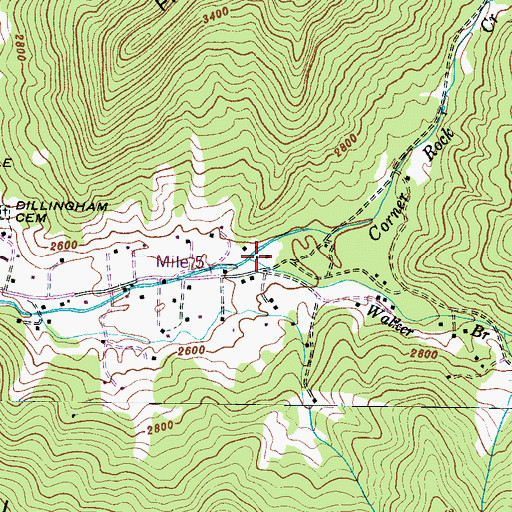 Topographic Map of Corner Rock Creek, NC