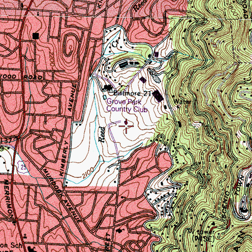 Topographic Map of Country Club of Asheville, NC