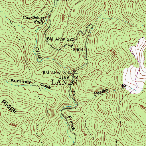 Topographic Map of Courthouse Creek, NC