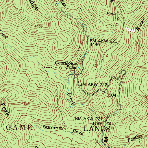 Topographic Map of Courthouse Falls, NC